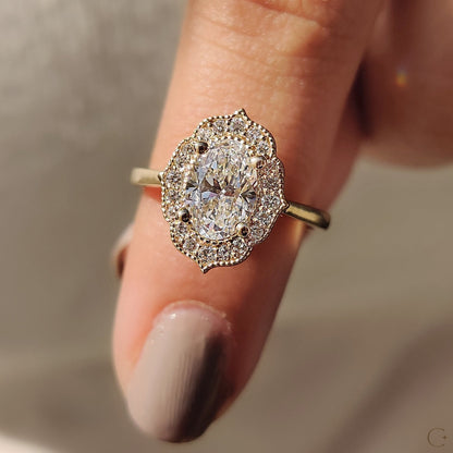 Cushion Hidden Halo Lab Grown Diamond Engagement Ring
