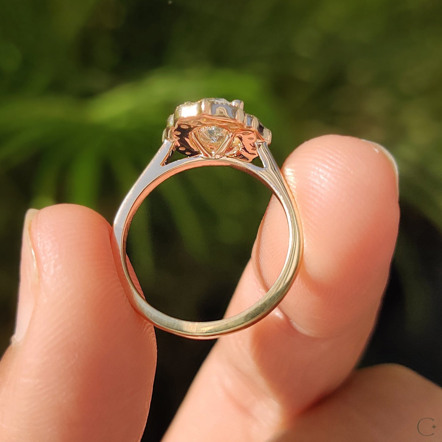 Cushion Hidden Halo Lab Grown Diamond Engagement Ring