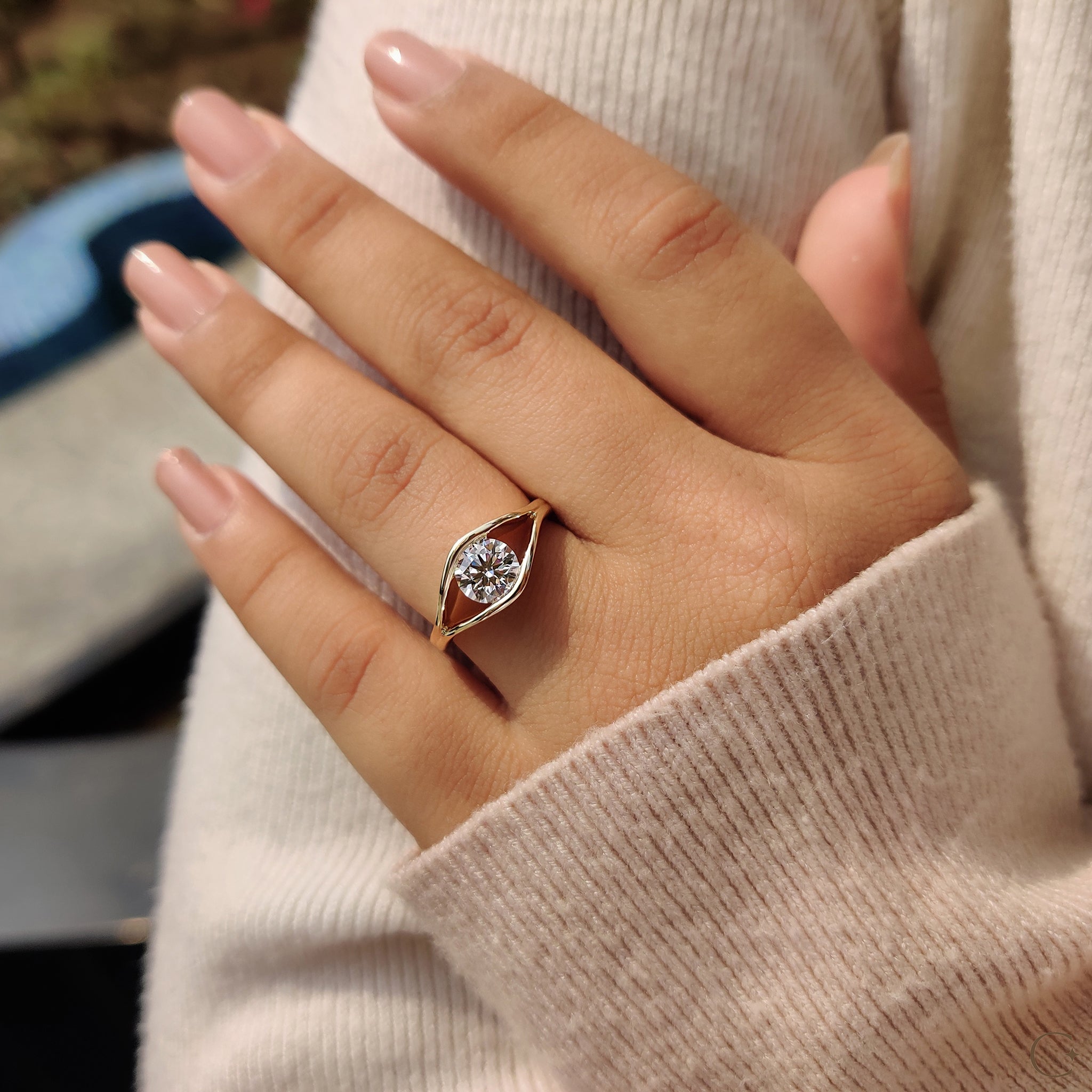 Cushion Hidden Halo Lab Grown Diamond Engagement Ring