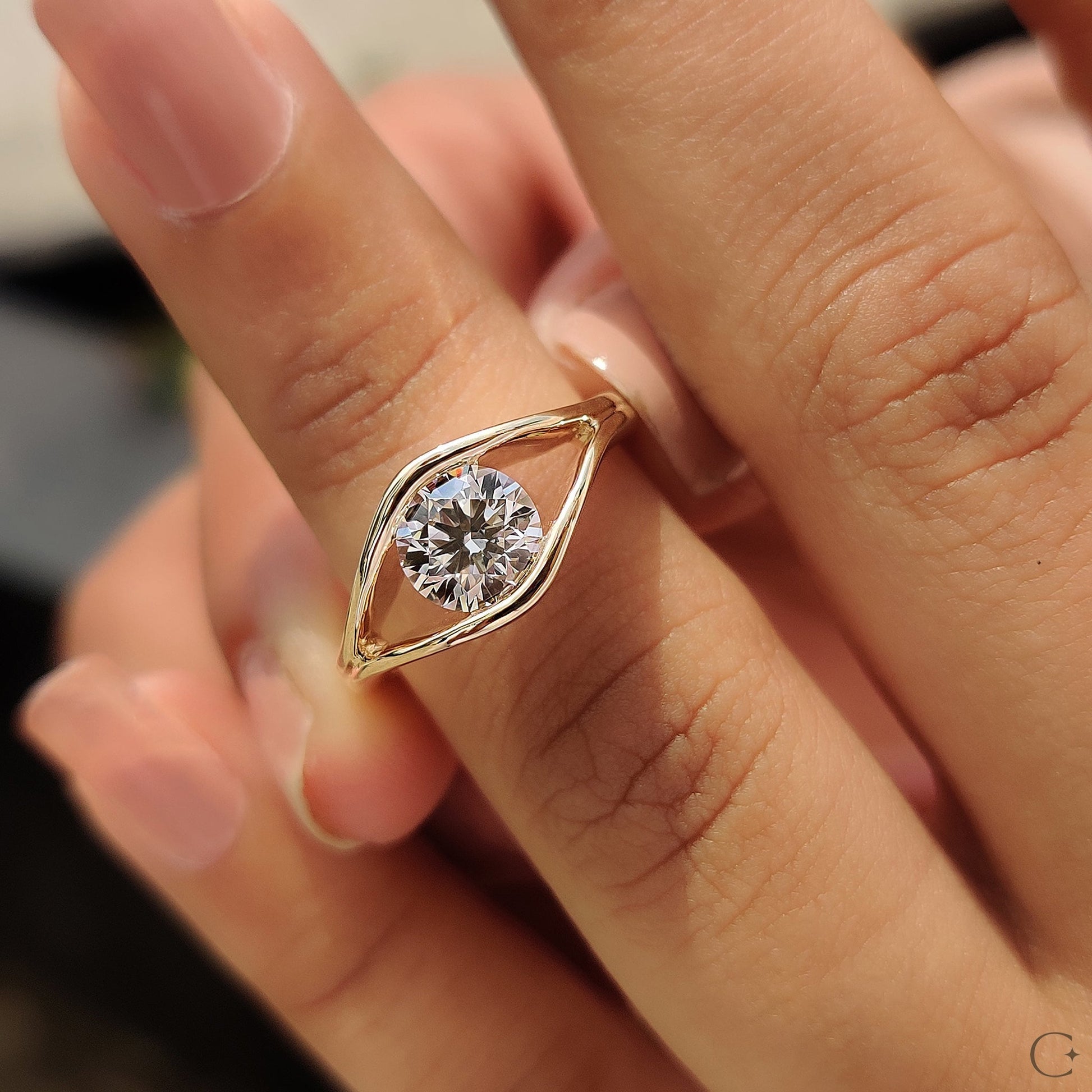 Cushion Hidden Halo Lab Grown Diamond Engagement Ring