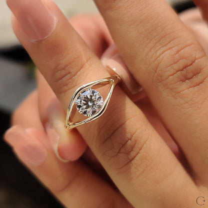 Cushion Hidden Halo Lab Grown Diamond Engagement Ring