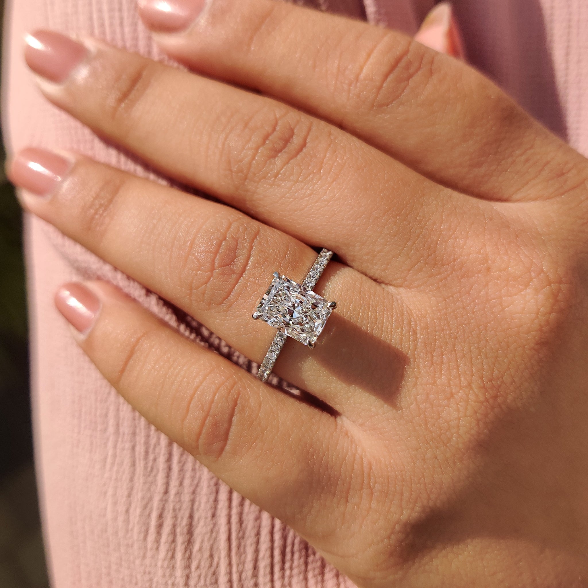 Cushion Hidden Halo Lab Grown Diamond Engagement Ring