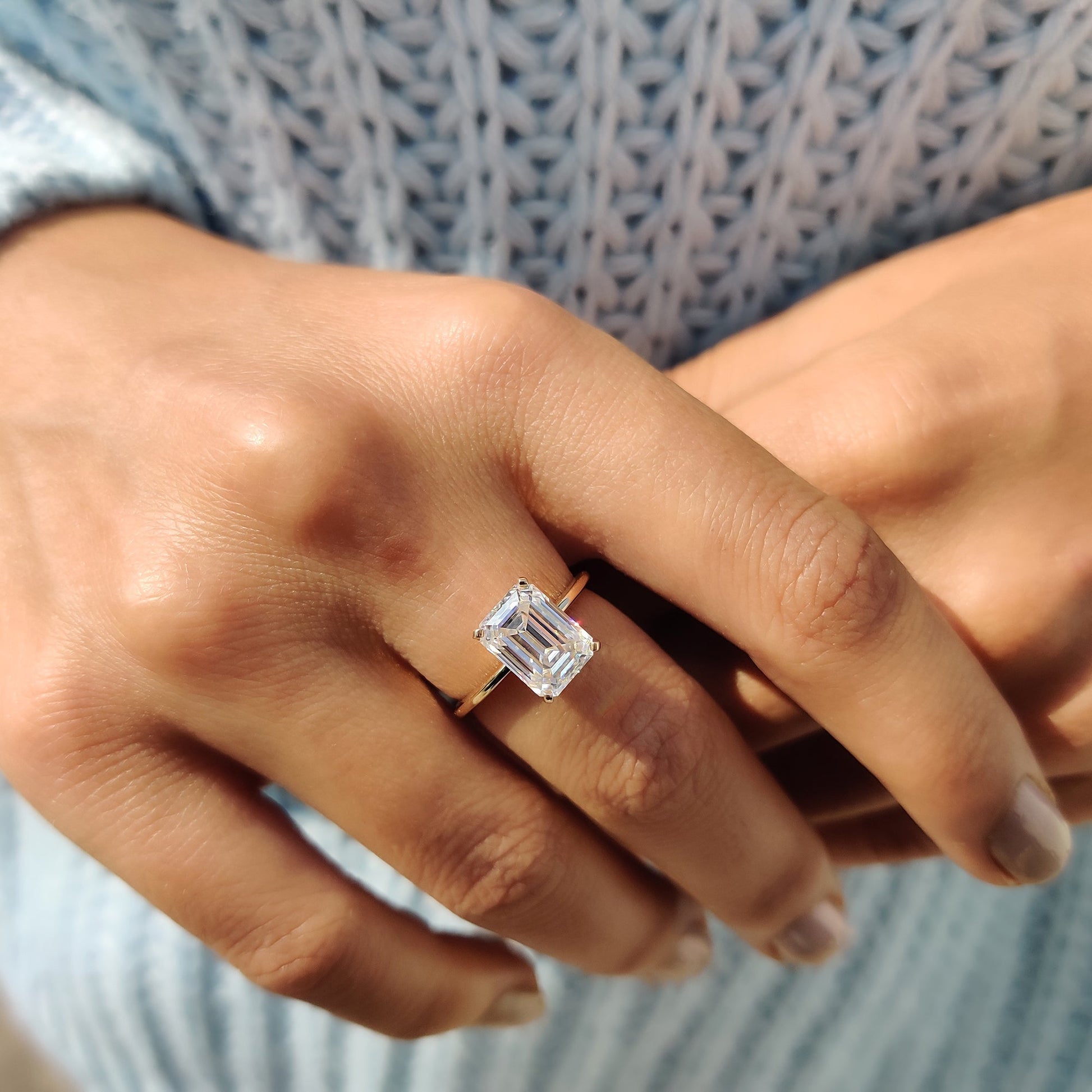 Cushion Hidden Halo Lab Grown Diamond Engagement Ring