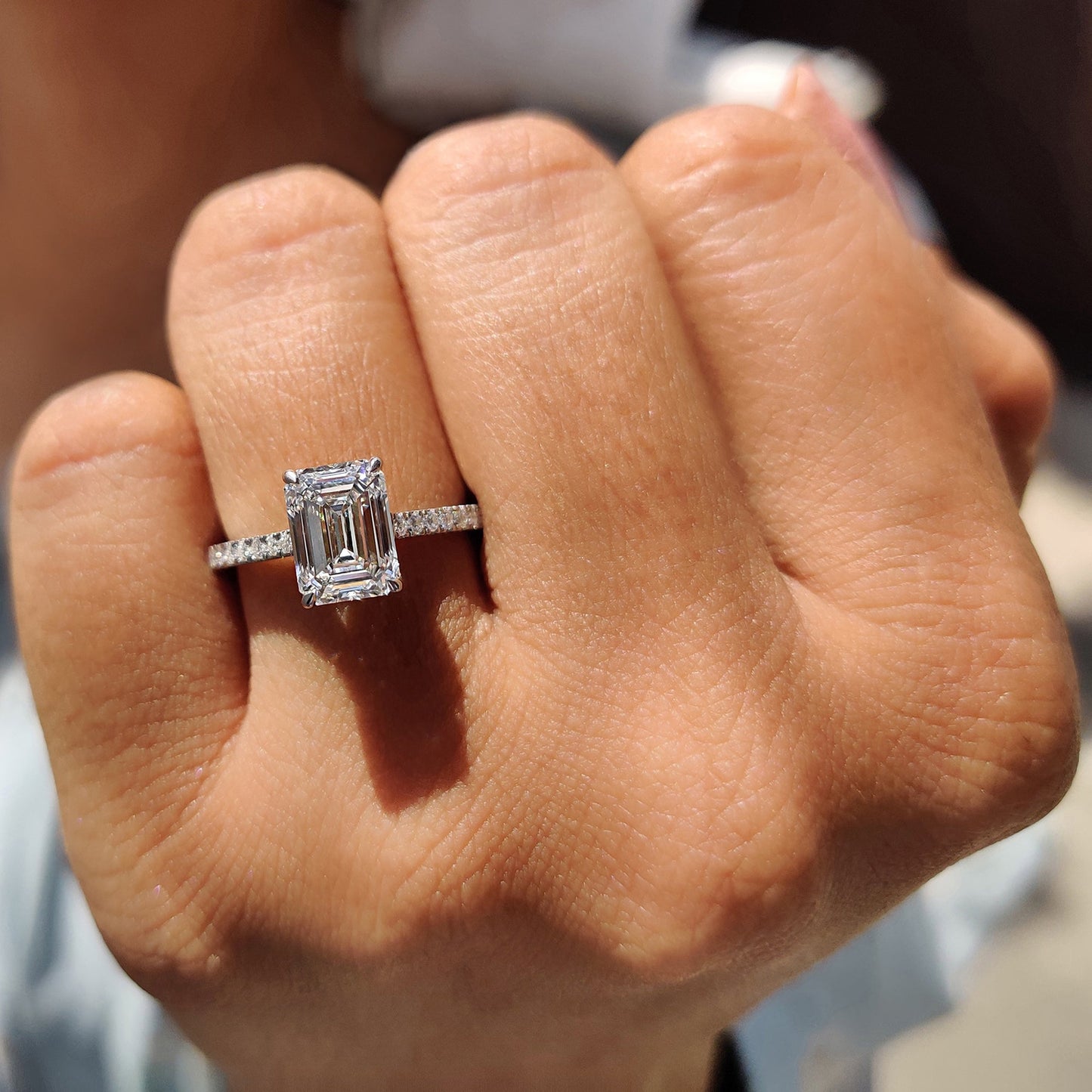 Cushion Hidden Halo Lab Grown Diamond Engagement Ring