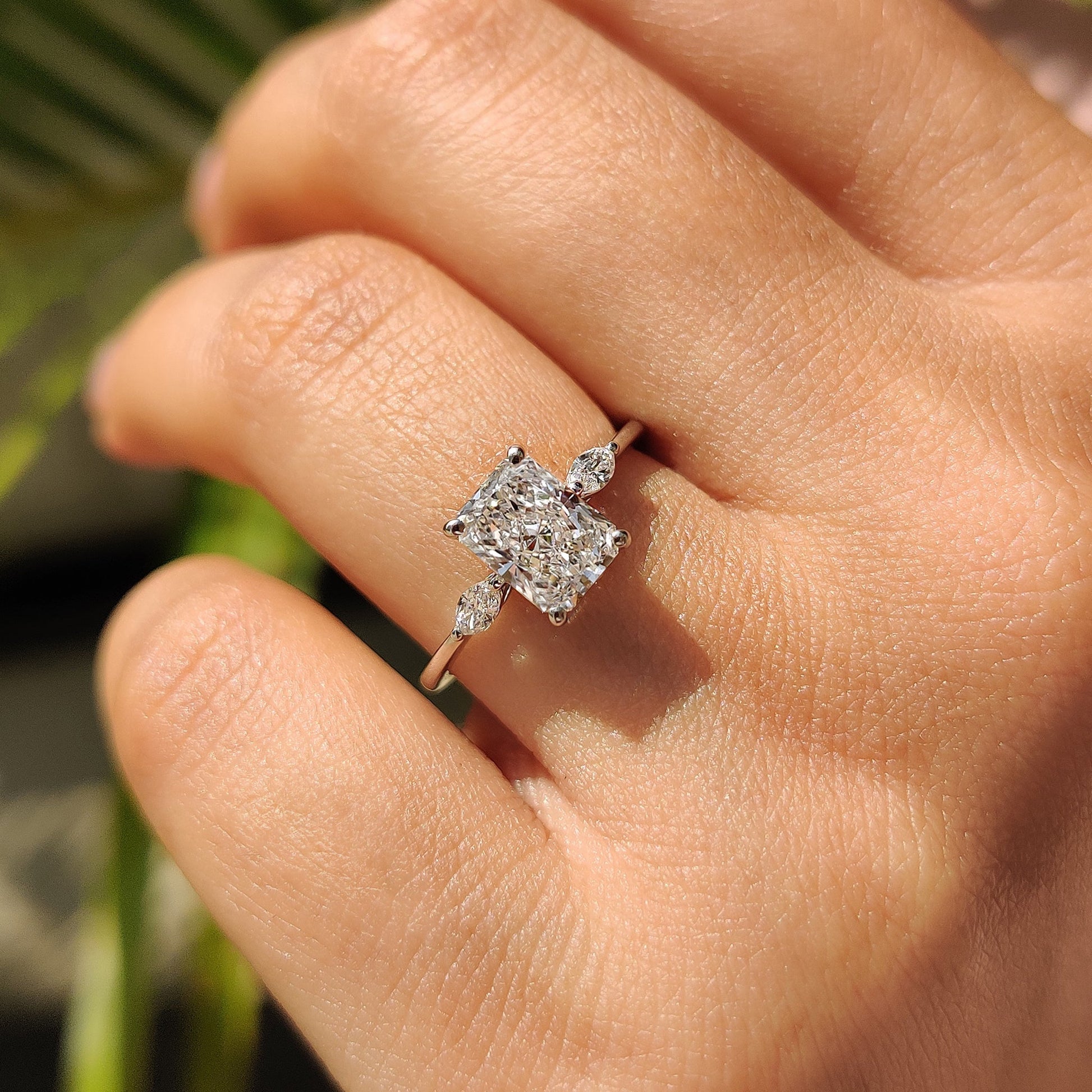 Cushion Hidden Halo Lab Grown Diamond Engagement Ring