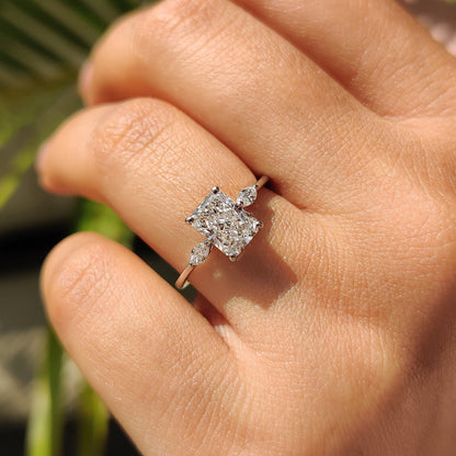 Cushion Hidden Halo Lab Grown Diamond Engagement Ring