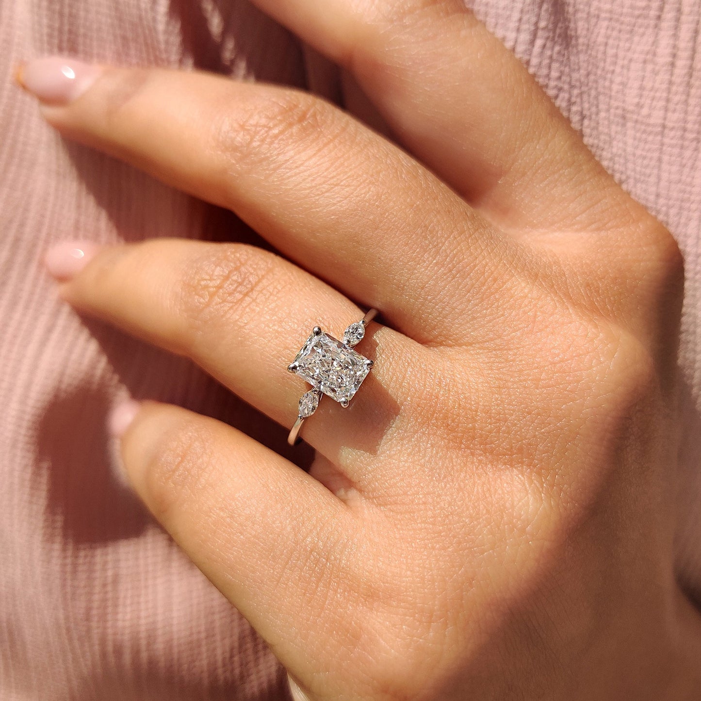 Cushion Hidden Halo Lab Grown Diamond Engagement Ring