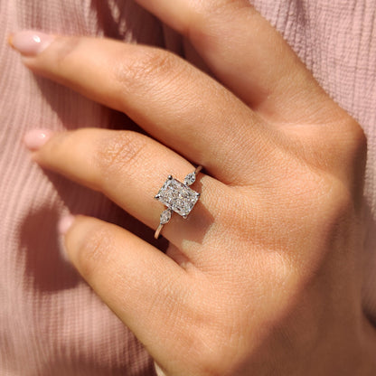 Cushion Hidden Halo Lab Grown Diamond Engagement Ring