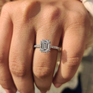 Cushion Hidden Halo Lab Grown Diamond Engagement Ring