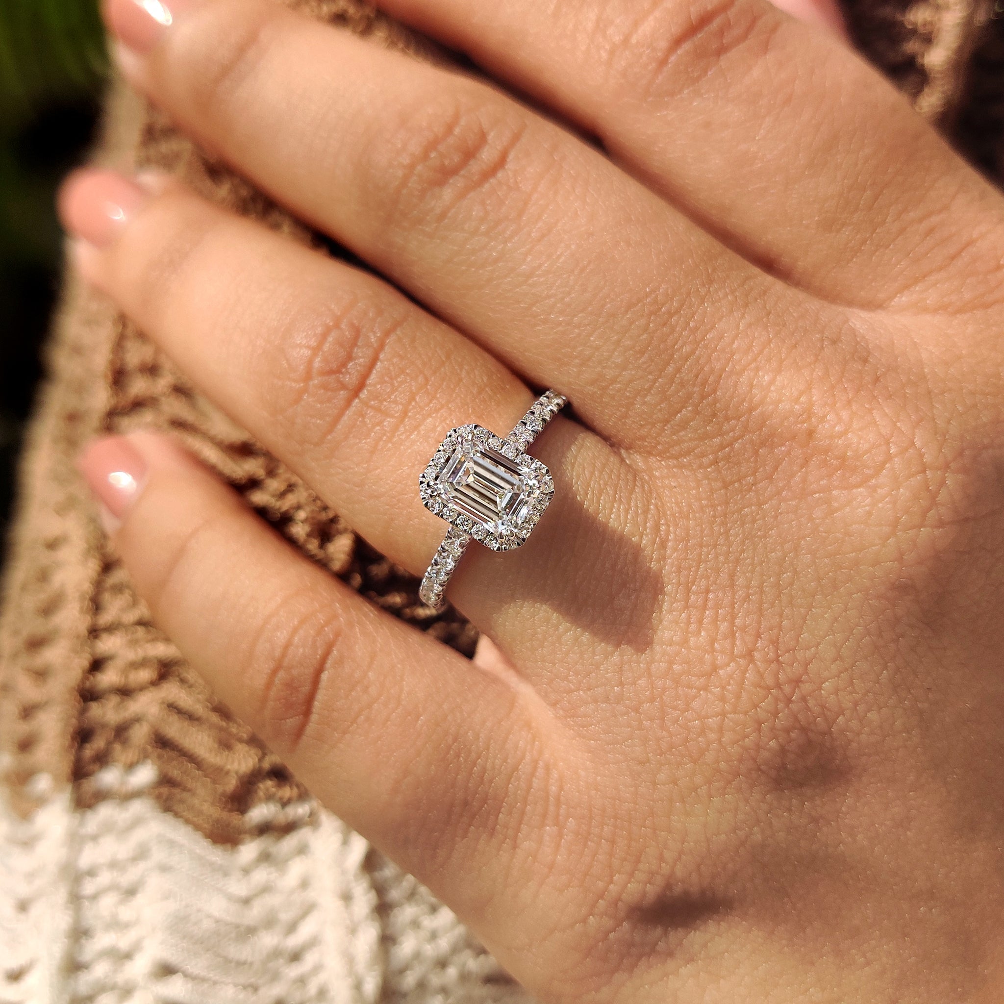Cushion Hidden Halo Lab Grown Diamond Engagement Ring