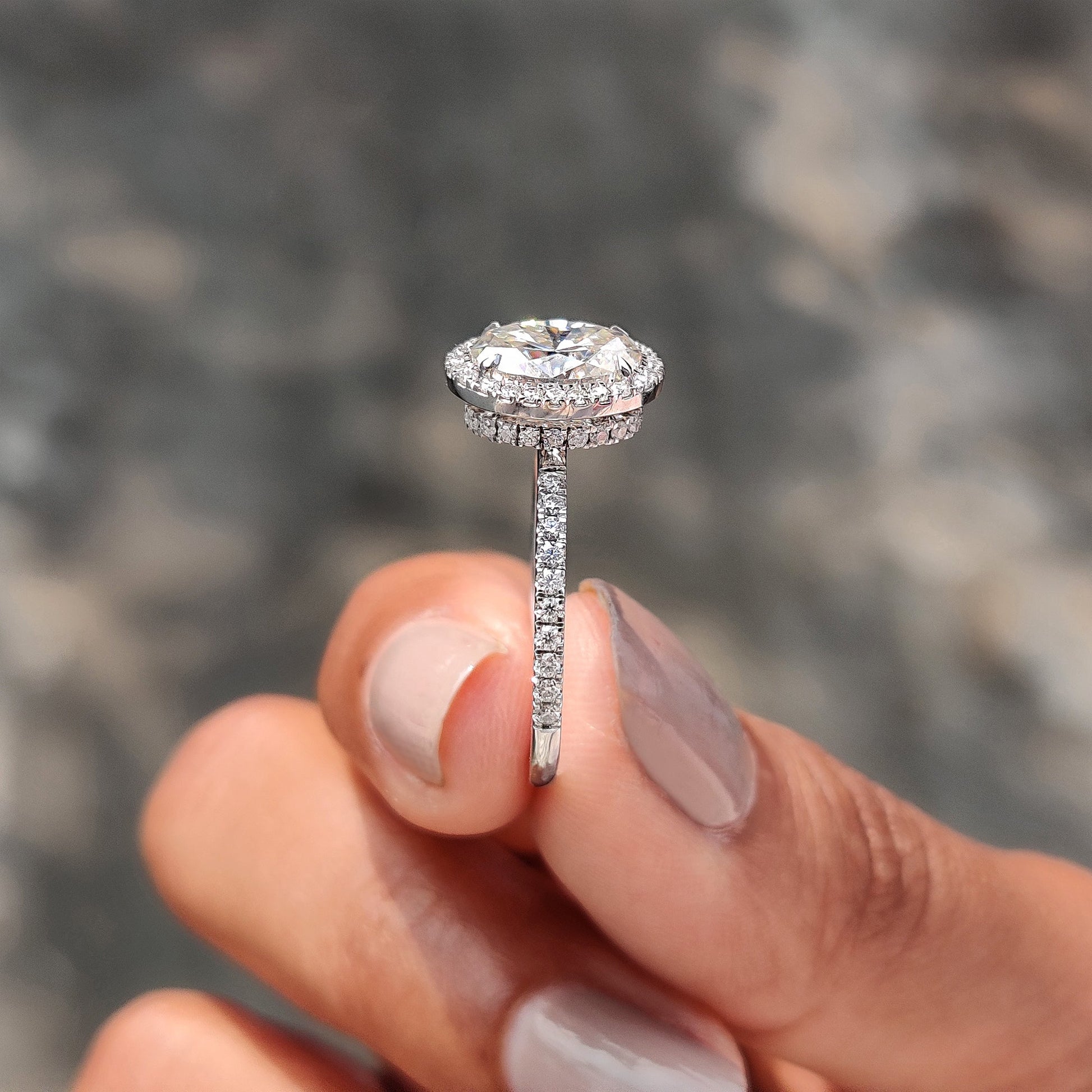 Cushion Hidden Halo Lab Grown Diamond Engagement Ring