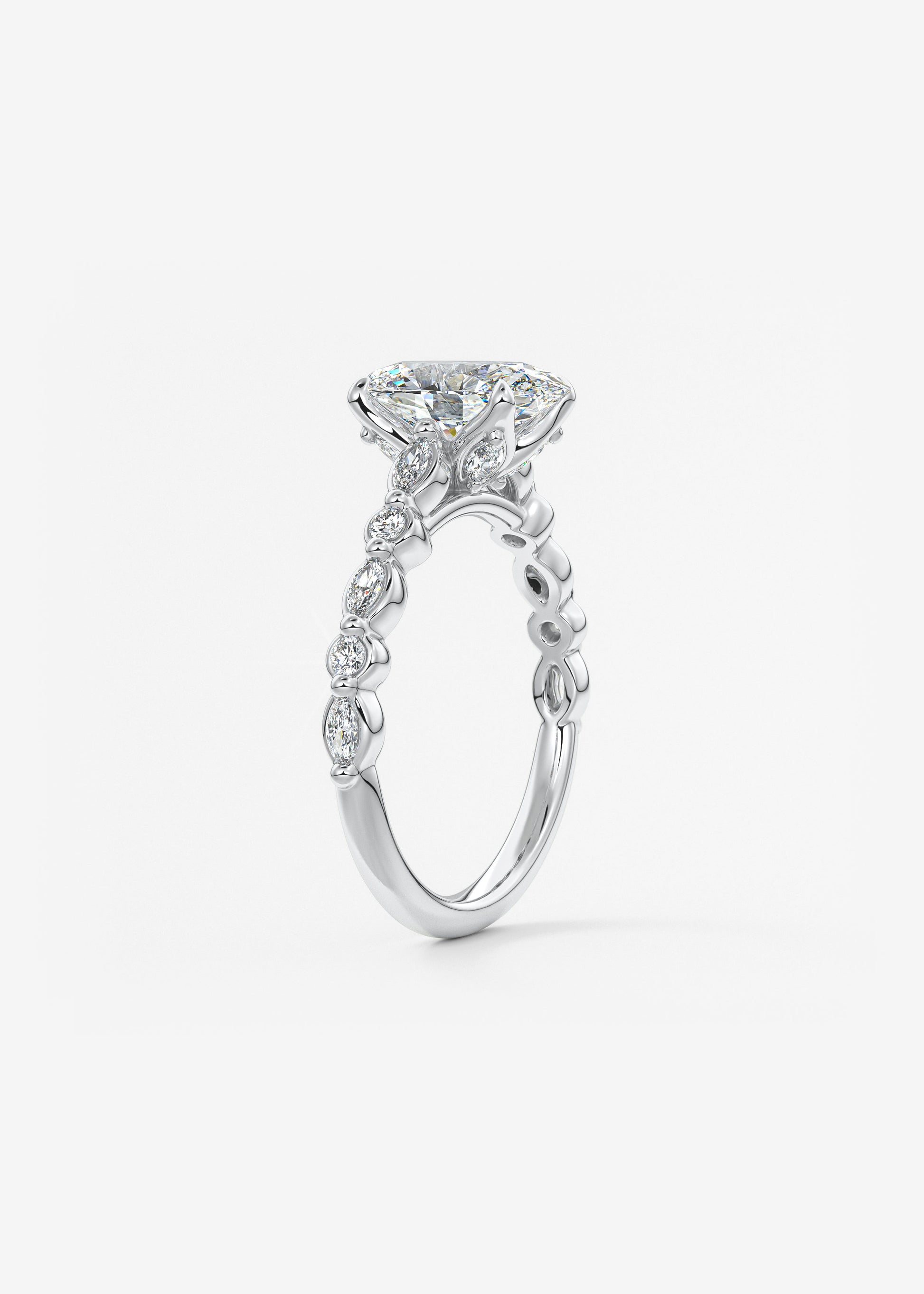 Oval Solitaire With Raised Basket Gallery Lab Grown Diamond Engagement Ring