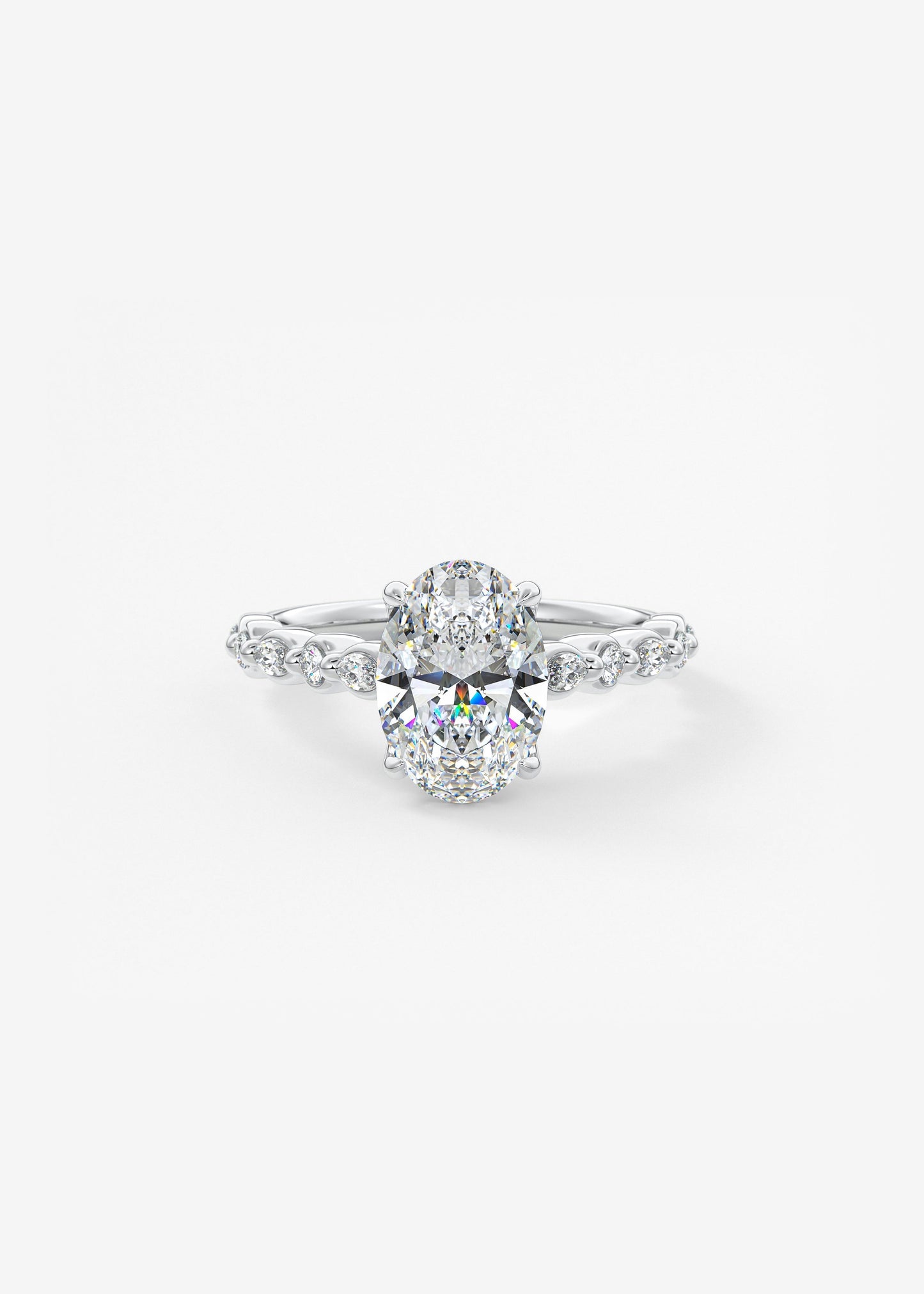 Oval Solitaire With Raised Basket Gallery Lab Grown Diamond Engagement Ring