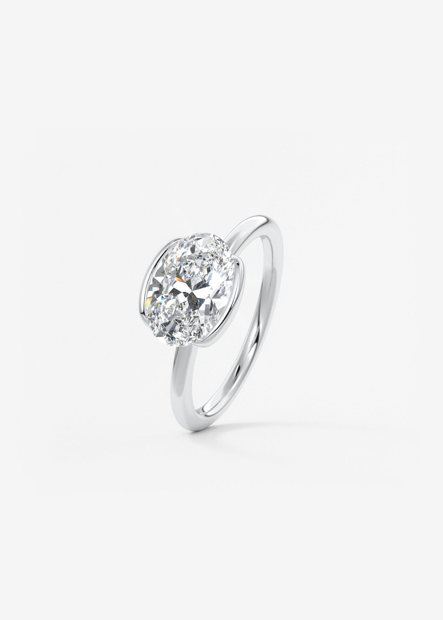 Oval Solitaire With Raised Basket Gallery Lab Grown Diamond Engagement Ring