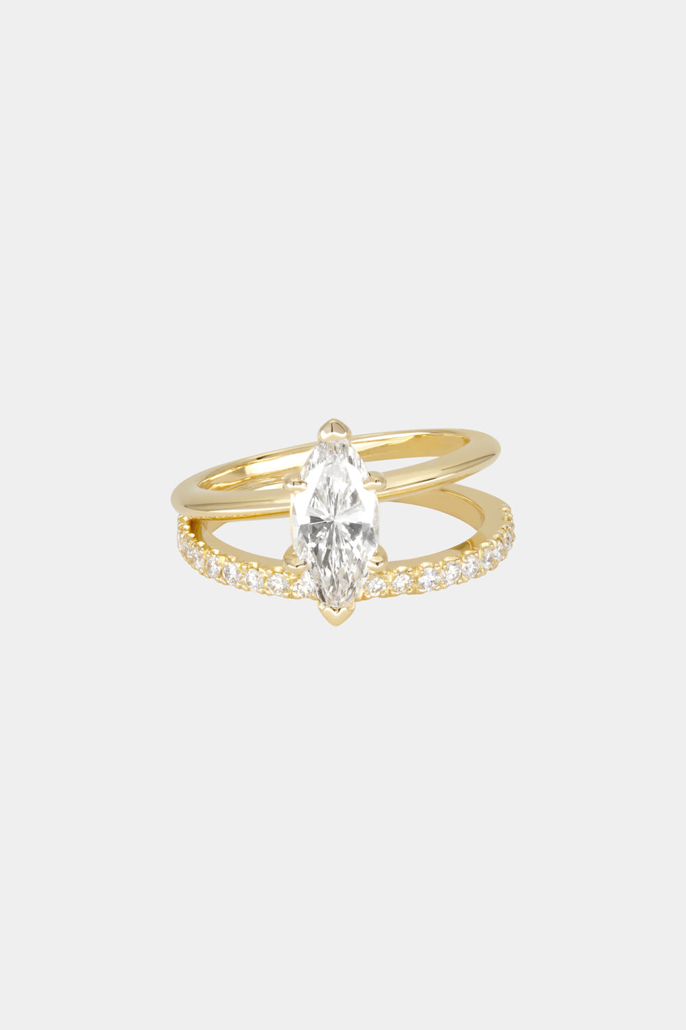 Marquise Shaped Three Stone Lab Grown Diamond Engagement Ring