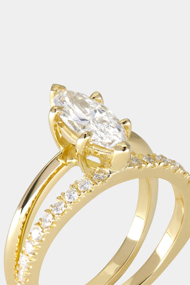 Marquise Shaped Three Stone Lab Grown Diamond Engagement Ring