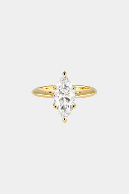 Marquise Shaped Three Stone Lab Grown Diamond Engagement Ring
