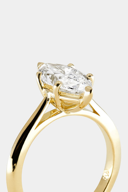Marquise Shaped Three Stone Lab Grown Diamond Engagement Ring
