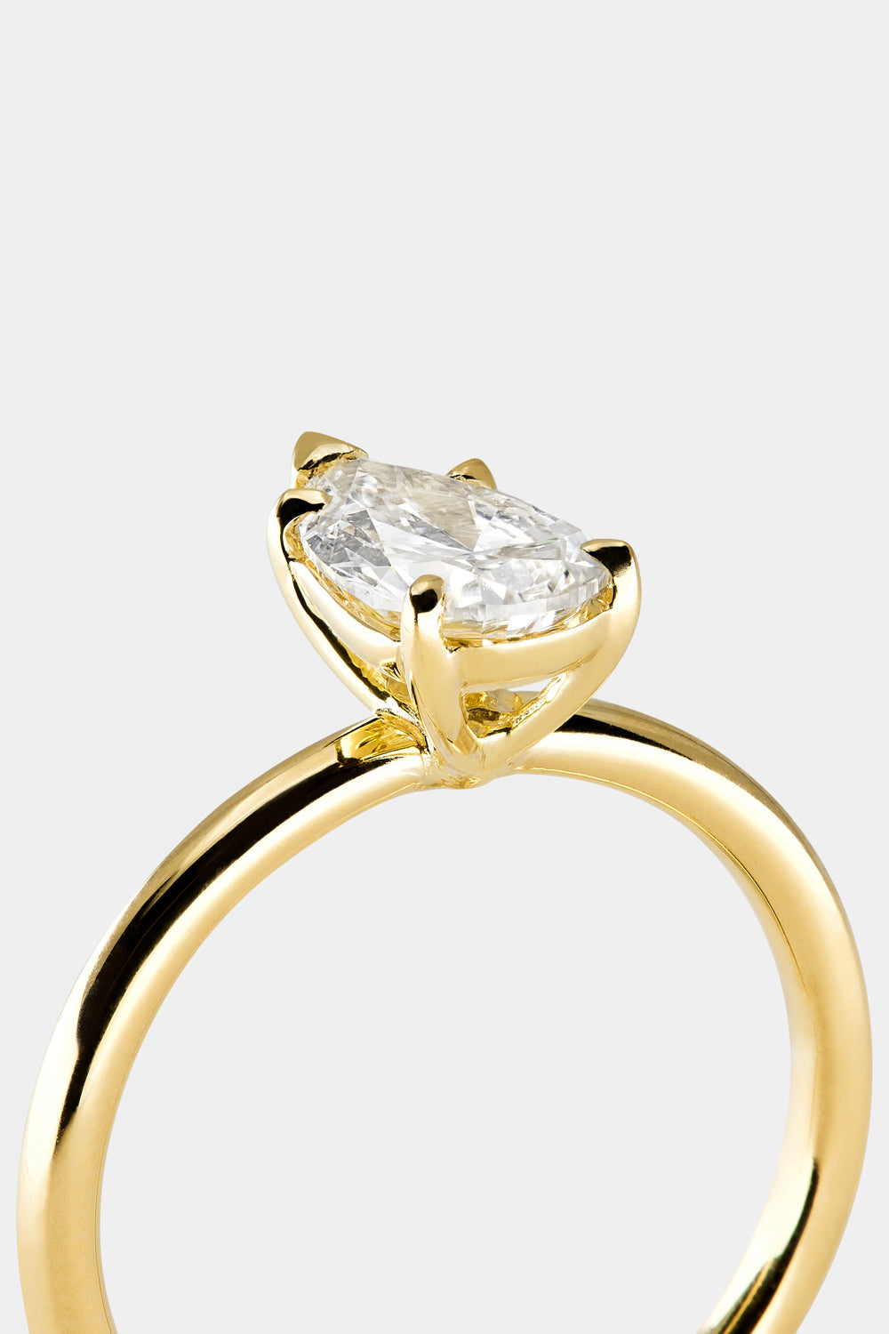 Marquise Shaped Three Stone Lab Grown Diamond Engagement Ring