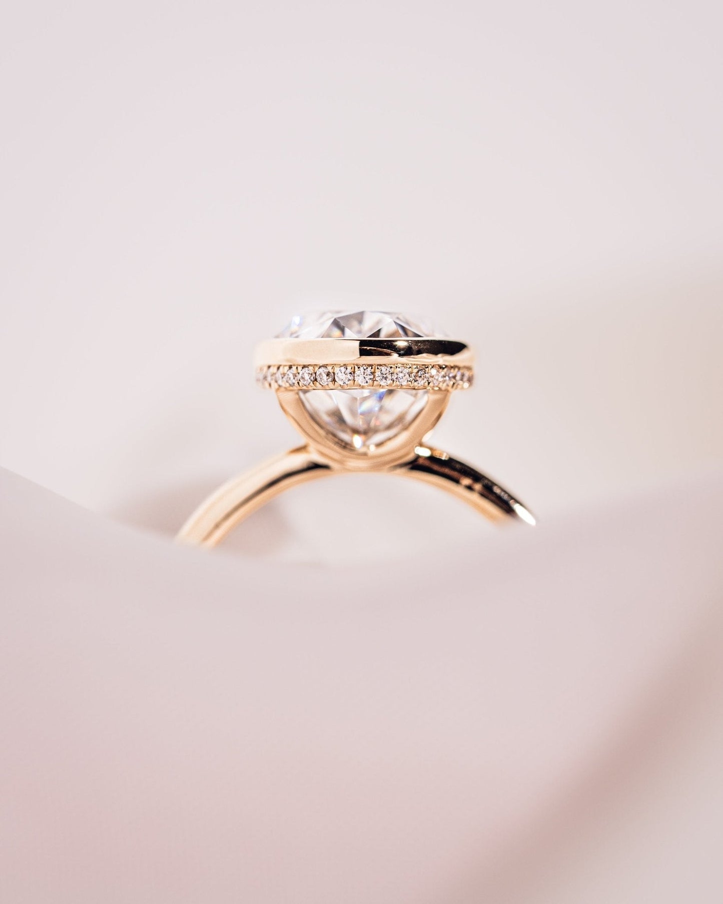 Cushion Hidden Halo Lab Grown Diamond Engagement Ring