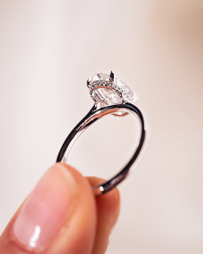 Cushion Hidden Halo Lab Grown Diamond Engagement Ring
