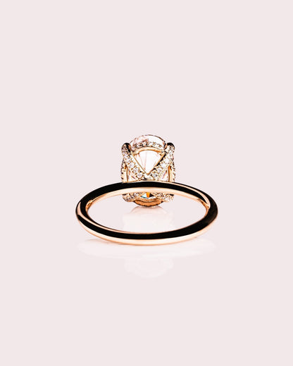 Cushion Hidden Halo Lab Grown Diamond Engagement Ring