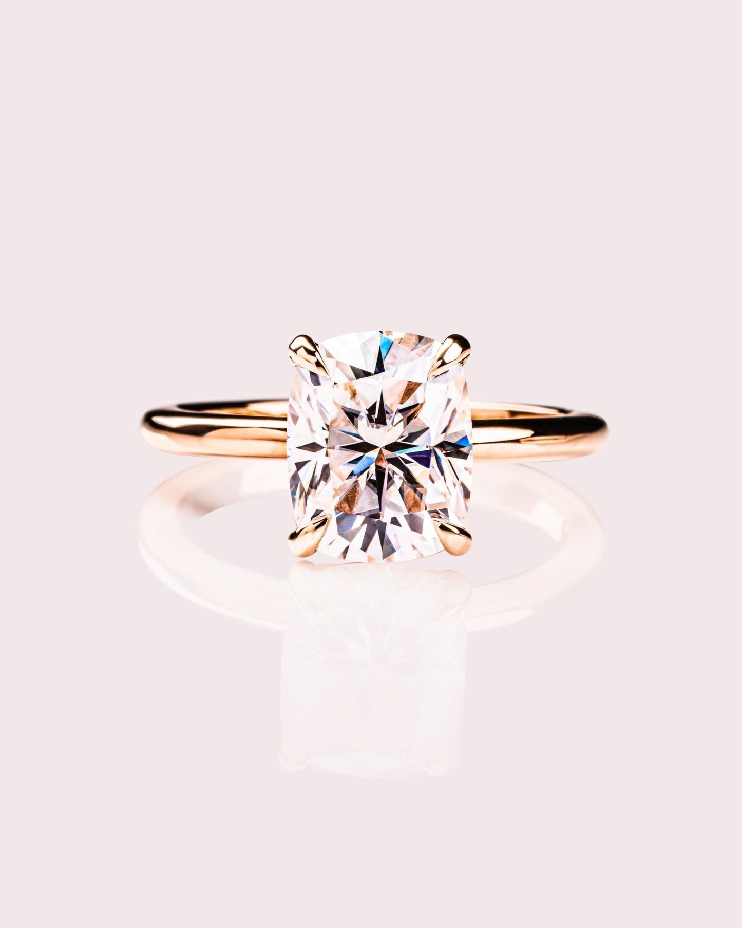 Cushion Hidden Halo Lab Grown Diamond Engagement Ring