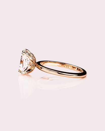Cushion Hidden Halo Lab Grown Diamond Engagement Ring
