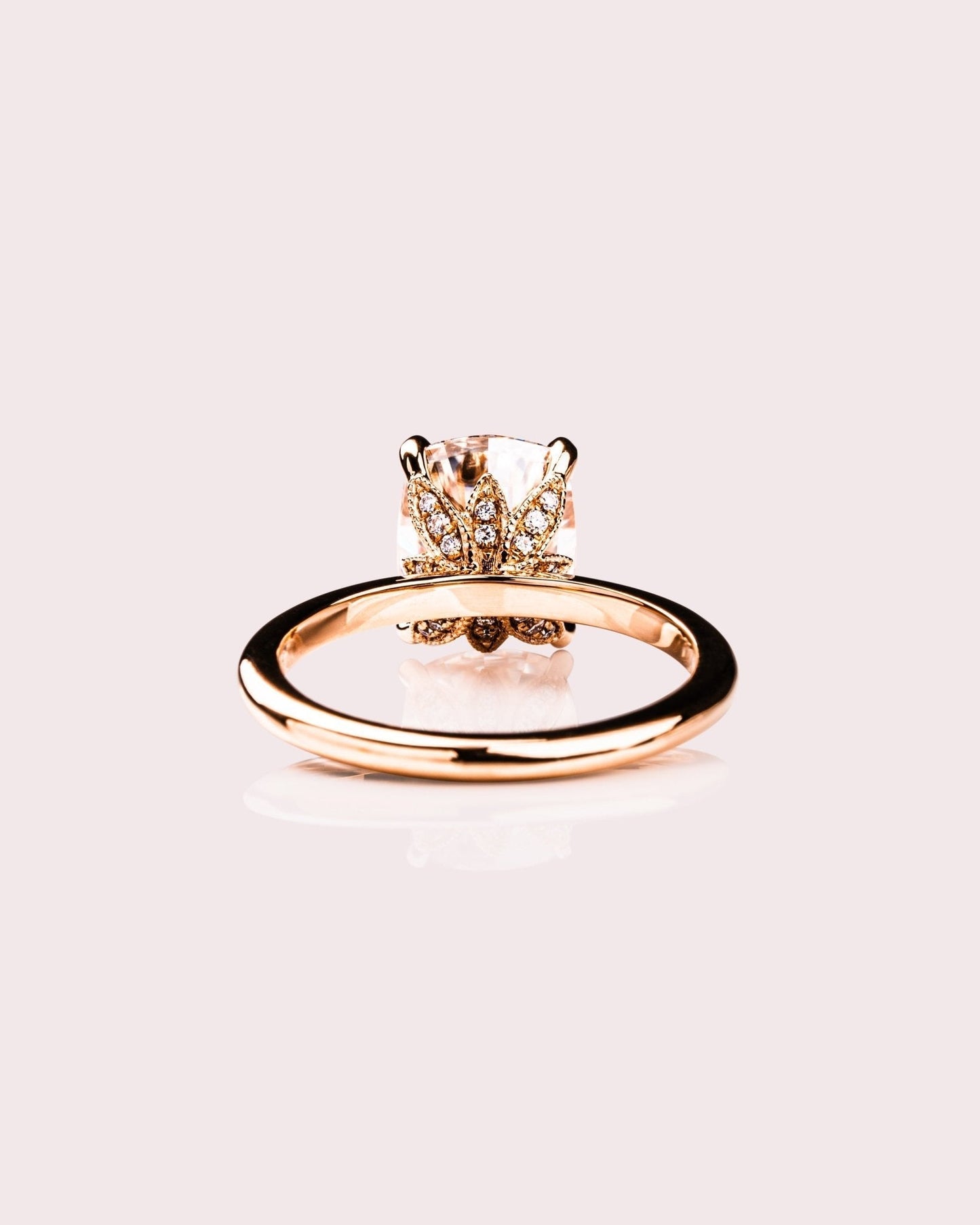 Cushion Hidden Halo Lab Grown Diamond Engagement Ring