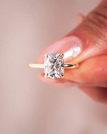 Cushion Hidden Halo Lab Grown Diamond Engagement Ring