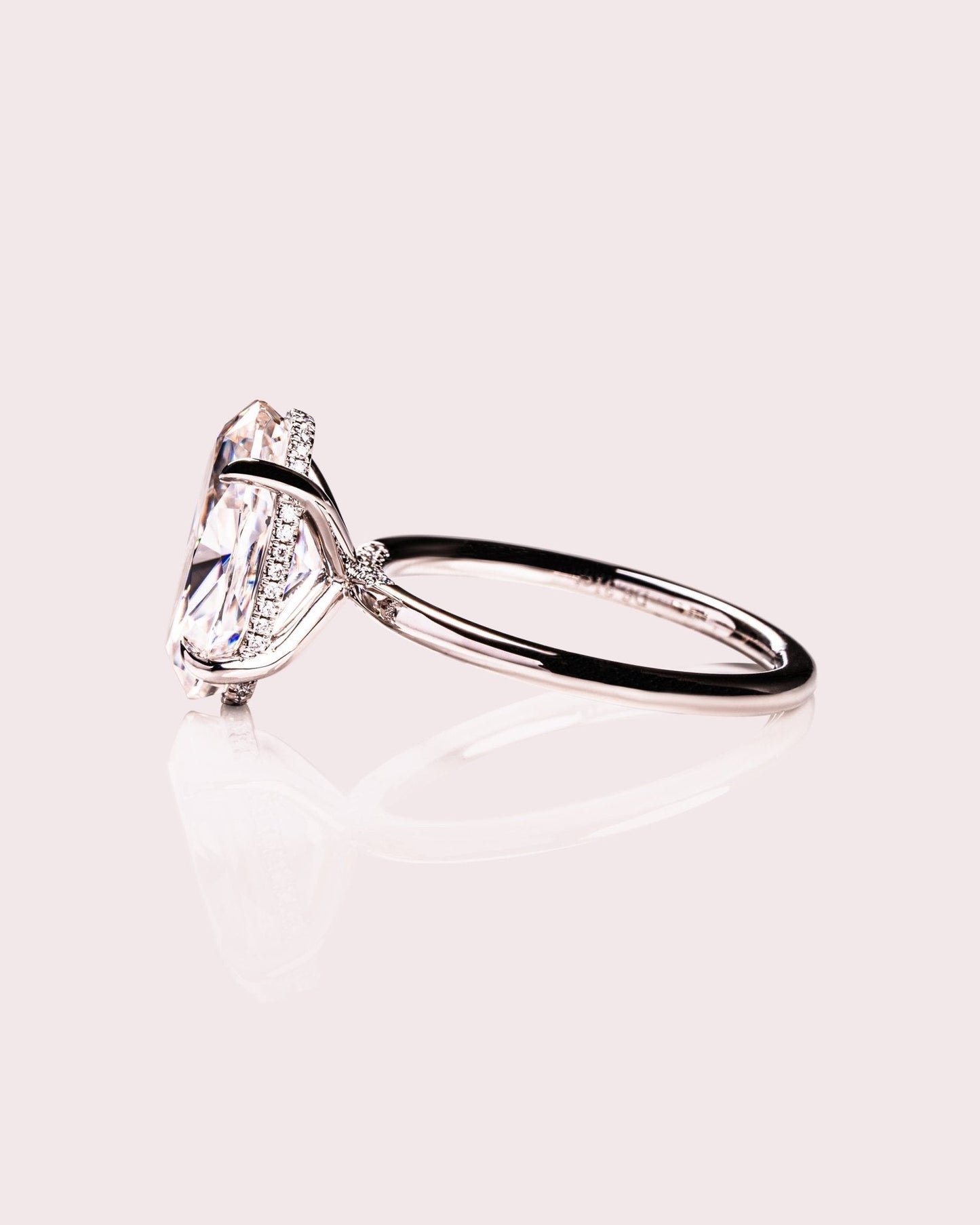 Cushion Hidden Halo Lab Grown Diamond Engagement Ring
