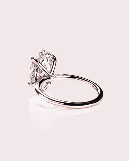 Cushion Hidden Halo Lab Grown Diamond Engagement Ring