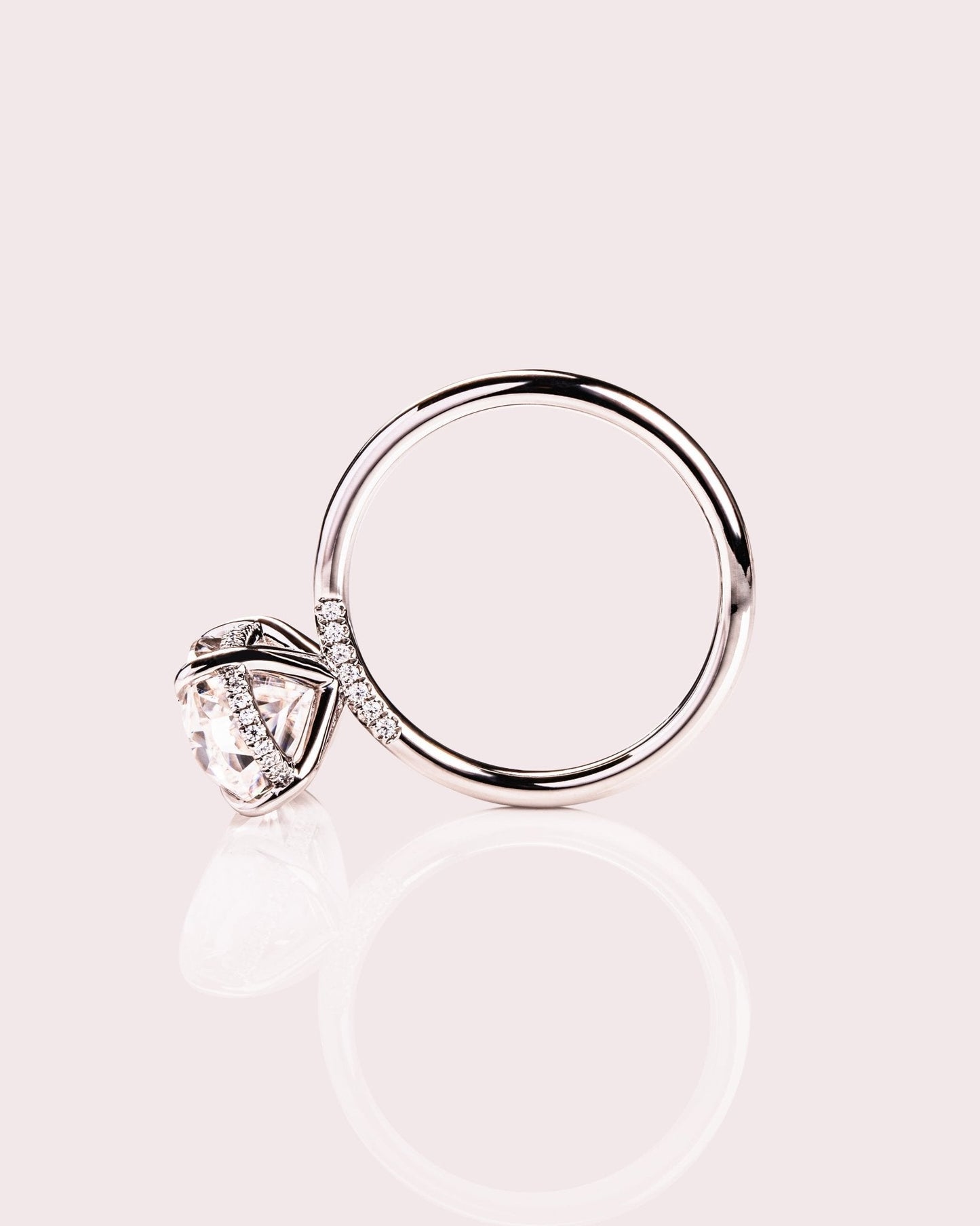 Cushion Hidden Halo Lab Grown Diamond Engagement Ring