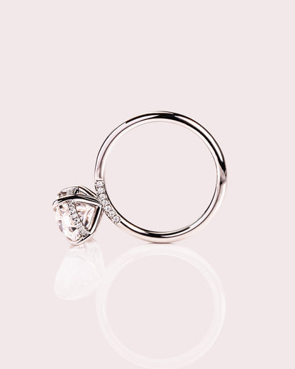 Cushion Hidden Halo Lab Grown Diamond Engagement Ring