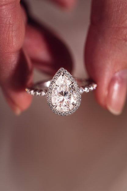 Cushion Hidden Halo Lab Grown Diamond Engagement Ring