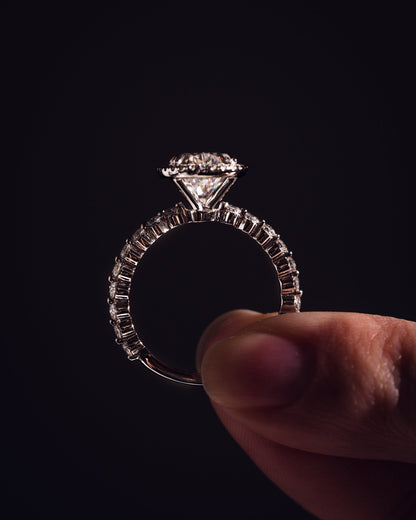 Cushion Hidden Halo Lab Grown Diamond Engagement Ring