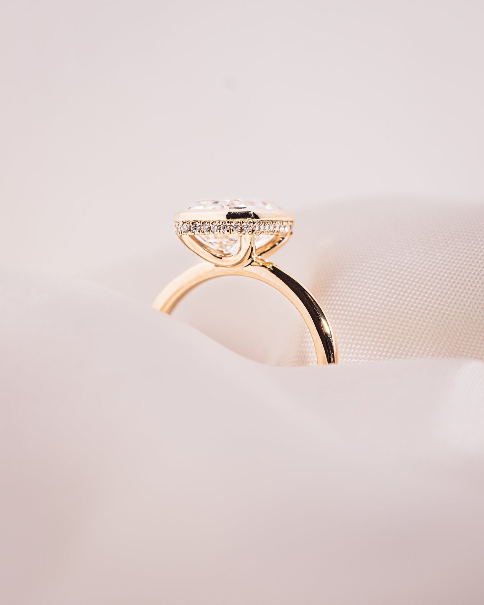 Cushion Hidden Halo Lab Grown Diamond Engagement Ring