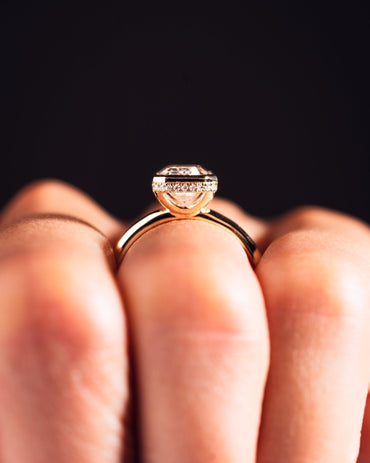 Cushion Hidden Halo Lab Grown Diamond Engagement Ring