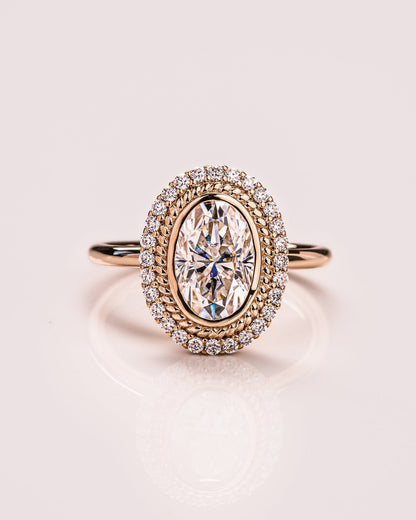 Cushion Hidden Halo Lab Grown Diamond Engagement Ring