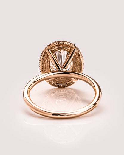Cushion Hidden Halo Lab Grown Diamond Engagement Ring