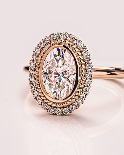 Cushion Hidden Halo Lab Grown Diamond Engagement Ring
