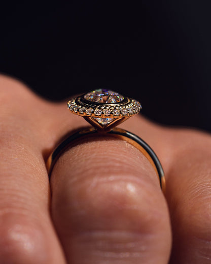 Cushion Hidden Halo Lab Grown Diamond Engagement Ring