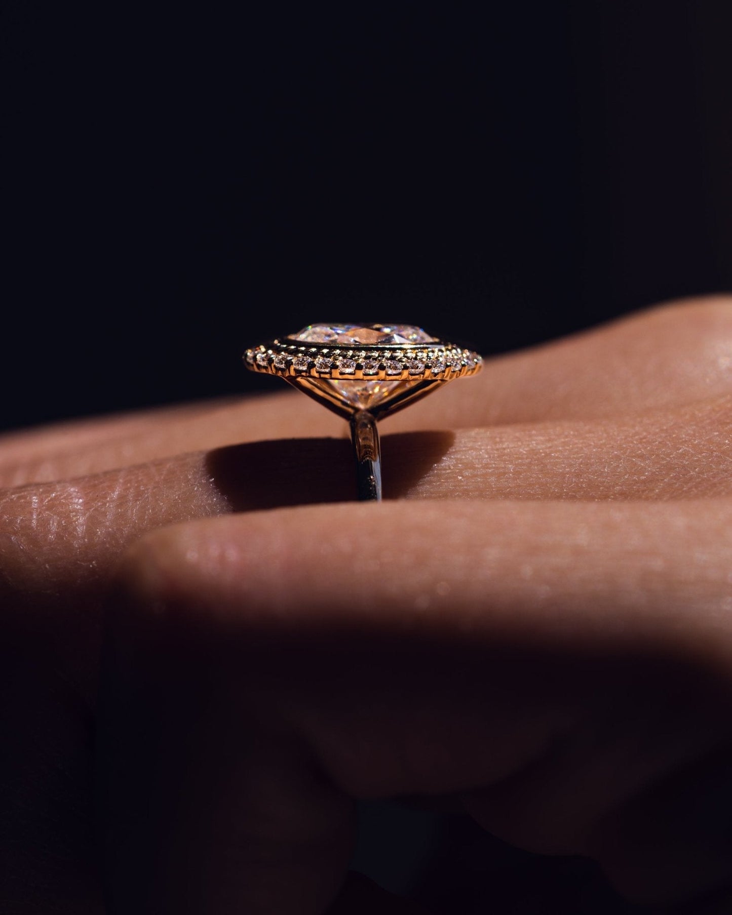 Cushion Hidden Halo Lab Grown Diamond Engagement Ring