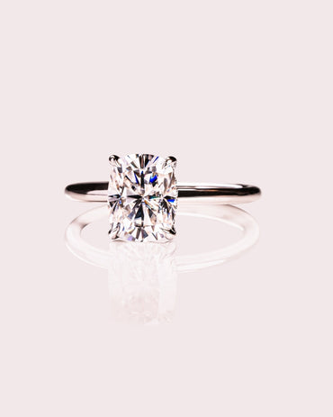 Cushion Hidden Halo Lab Grown Diamond Engagement Ring