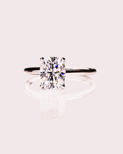 Cushion Hidden Halo Lab Grown Diamond Engagement Ring