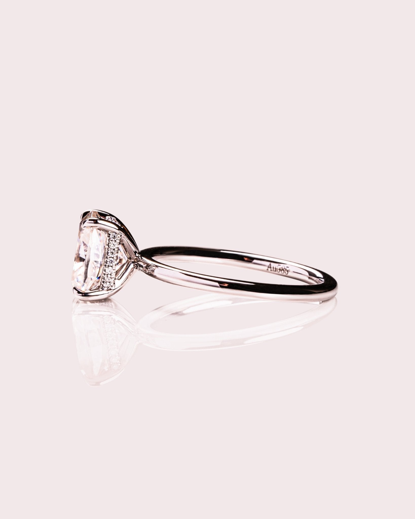 Cushion Hidden Halo Lab Grown Diamond Engagement Ring