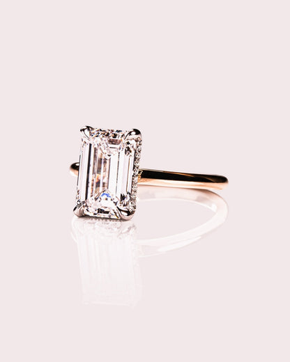 Cushion Hidden Halo Lab Grown Diamond Engagement Ring