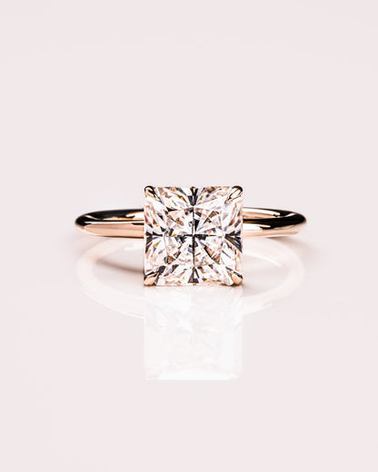 Cushion Hidden Halo Lab Grown Diamond Engagement Ring