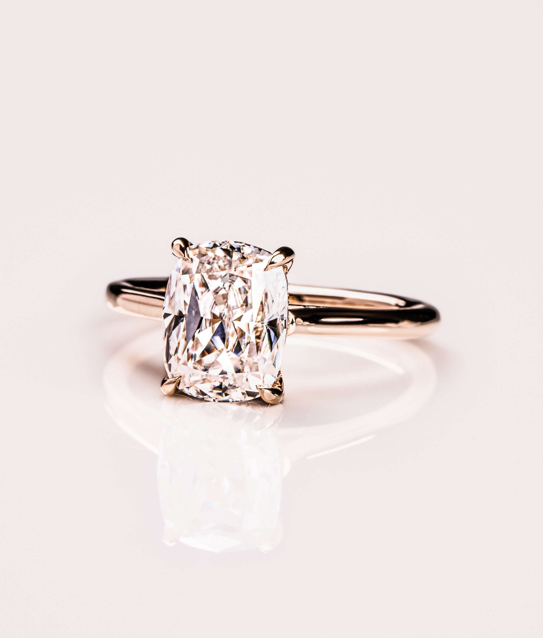 Cushion Hidden Halo Lab Grown Diamond Engagement Ring