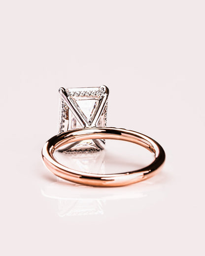 Cushion Hidden Halo Lab Grown Diamond Engagement Ring